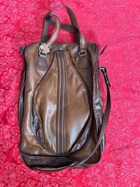 Land Brown Leather Tennis Racket Bag Vintage Crossbody Shoulder Bag